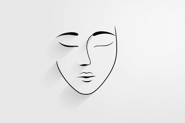 Line Drawn Abstract Face Minimal Modern Illustration