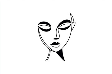 Line Drawn Abstract Face Minimal Modern Illustration