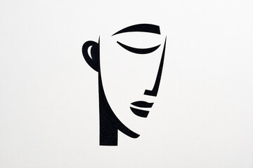 Line Drawn Abstract Face Minimal Modern Illustration