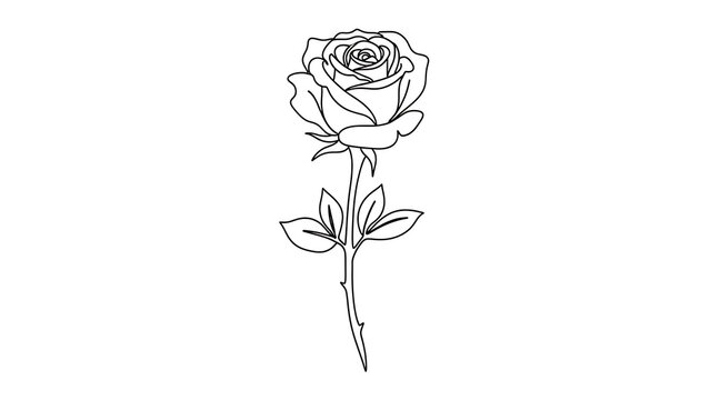 Single rose stem line drawing