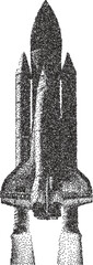 Rocket y2k retro stipple art launch brutalist halftone vector png transparent, engine 2000s photocopy effect tattoo aesthetic