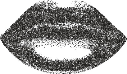 Mouth smile retro y2k stipple design lip halftone brutalist urban vector png with clear background, tongue 2000s photocopy grunge tattoo gen z effect