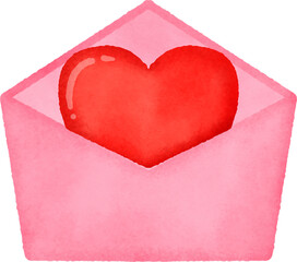 A heart is painted on a pink envelope