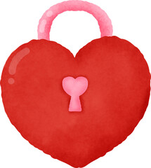 A red heart with a pink lock on it