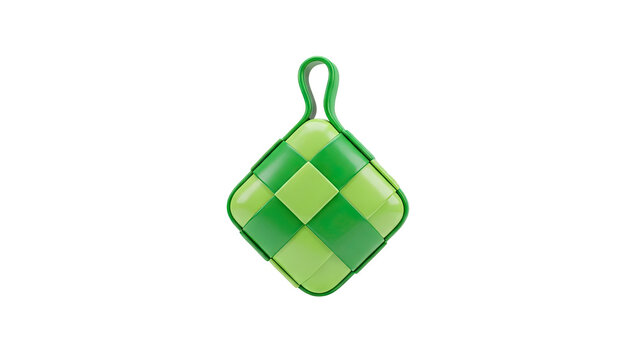3D Ketupat Decoration Ornament Green on transparent background