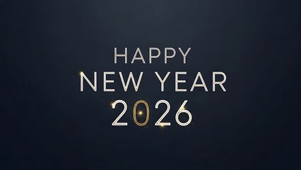 Fototapeta premium The image displays a dark background with the text happy new year 2026 prominently featured in a golden elegant font style