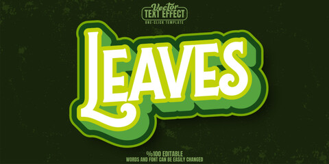 Leaves editable text effect, customizable retro and organic 3d font style