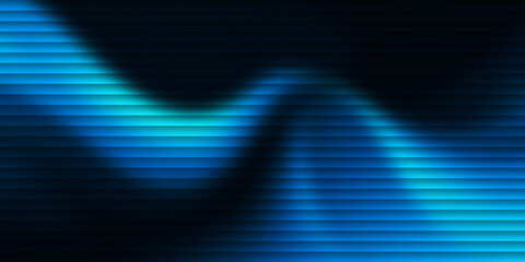 cyan and blue abstract glass gradient on black background, a dynamic design with wave and ribbed ideal for project,branding, banner or header.