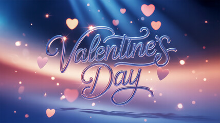 Elegant valentine's day message with shimmering hearts and light rays
