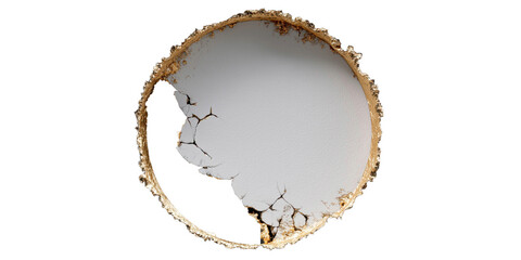 Coffee Stain Detail: An overhead shot captures a detailed coffee stain, displaying the intricacies of its texture and the organic patterns it forms.