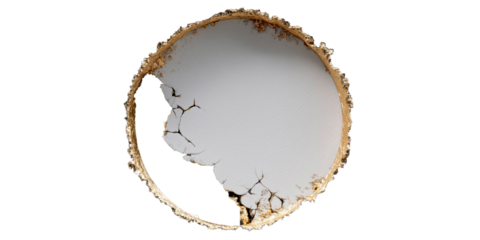 Coffee Stain Detail: An overhead shot captures a detailed coffee stain, displaying the intricacies of its texture and the organic patterns it forms.