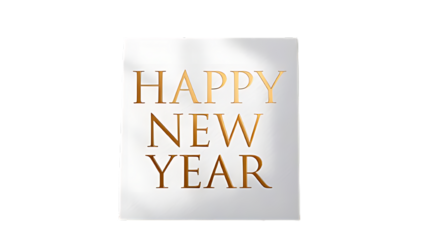 Happy New Year Premium Gold Typography Isolated On Transparent Background