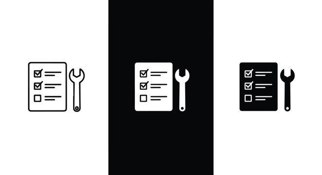 Task completion with tools - Solid icons vector collection - Vector icon set - Line and glyph solid icon set - Icon vector - Flat Design Icon