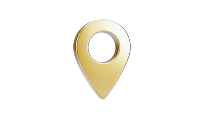 3D Gold Map Pointer Icon on transparent background