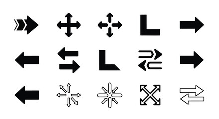 Navigation and direction vector icon set - Solid icons vector collection - Vector icon set - Line and glyph solid icon set - Icon vector - Flat Design Icon