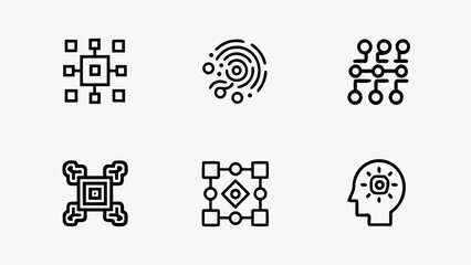 Abstract ai algorithm flow represented by geometric shapes and icons