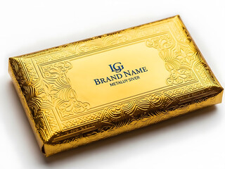 Fototapeta premium Luxury gold business card with ornate design and brand name