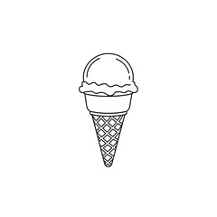 Ice Cream Cone Clip Art - Black & White Line Art