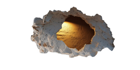 Hole in the Wall: A hole dramatically reveals a hidden realm. The texture evokes a sense of age and a secret world. The dark void against the rugged surface hints at mystery and exploration.