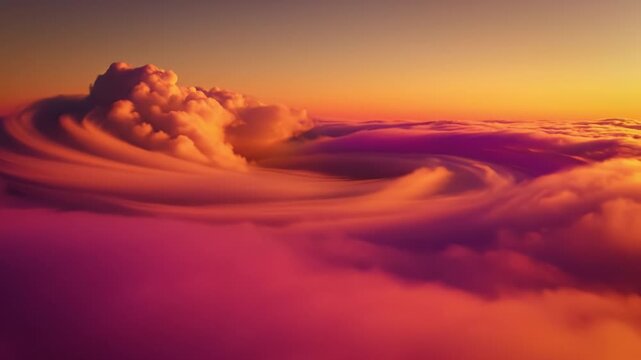 Vortex cloud sunset orange pink dramatic sky formation swirling atmospheric cumulus aerial view vortex cloud sunset sky colorful atmospheric layer cumulus formation aerial view sunset cloud sky