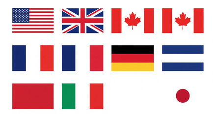 flags of countries G7 member country flags vector set isolated on white background EPS 10