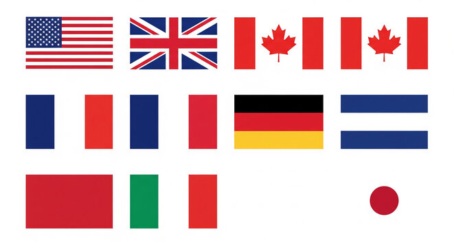 flags of countries G7 member country flags vector set isolated on white background EPS 10