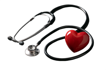 Stethoscope with heart on white background