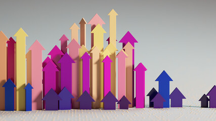 Colorful Upward Arrows Symbolizing Growth, Progress, and Business Momentum