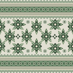 Green damask seamless vector floral pattern. Oriental vintage ethnic pattern wallpaper. Can be used for elaborate borders, textiles, tiles, rugs, sarees, and printing on paper.