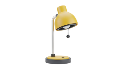3D Yellow Desk Lamp with Pull Chain on transparent background