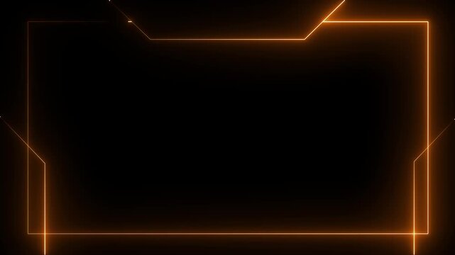 Glowing neon frame animation on black background.  Neon frame box overlay animation. 4k video