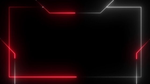 Glowing neon frame animation on black background.  Neon frame box overlay animation. 4k video