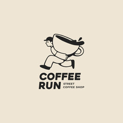 Coffee Run Vintage Mascot Logo