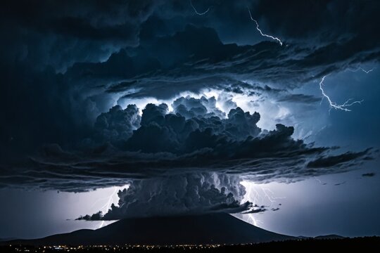 Gewittersturm mit beeindruckenden Blitzen und dramatischen Wolkenformationen