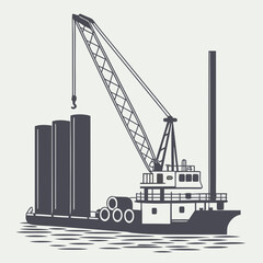 Wind energy construction ship with crane boom and cylindrical 1 © shahin9