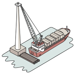 Wind energy construction ship with crane boom and cargo containers on deck 1 © shahin9