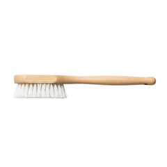 Natural Wood Cleaning Brush with Soft white  Bristles Isolated on transparent background. Versatile Eco-Friendly Hand Brush for Home, Kitchen, Dusting, and Crumb Sweeping.