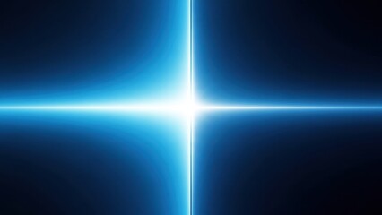 Vibrant blue light beam intersection in dark space