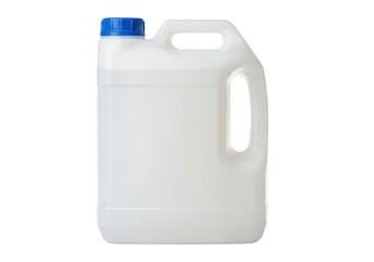 White plastic jerrycan with blue cap isolated on transparent background