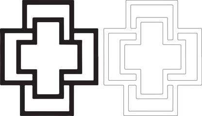 Obraz premium Isolated Black and Outline Geometric Intertwined Cross Vector Graphic isolated PNG with Transparent Background