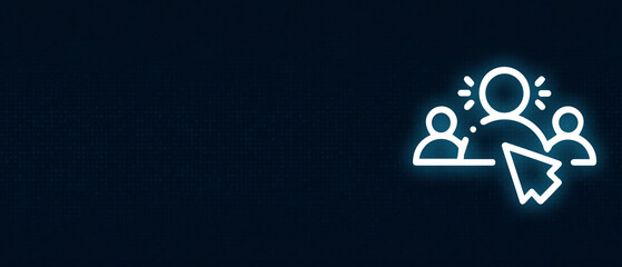 Customer segmentation and leadership concept represented by glowing white line art on a dark background