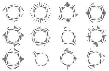 波形・サウンド・音・オーディオ・音波・振動などアイコンセット　黒線　Waveform, sound, audio, sound waves, vibration, and other icon set Black line