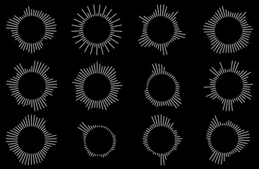 波形・サウンド・音・オーディオ・音波・振動などアイコンセット白線　Waveform, sound, audio, sound waves, vibration, etc. icon set white line