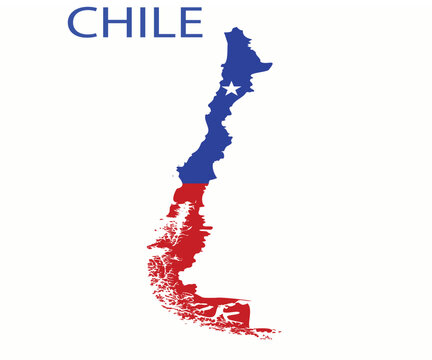 Chile map with flag colors patriotic vector illustration