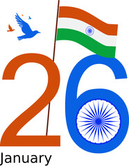 26 January Republic Day of India Vector Illustration with Ashoka Chakra