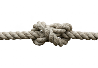 Thick rope with a secure knot isolated on transparent background