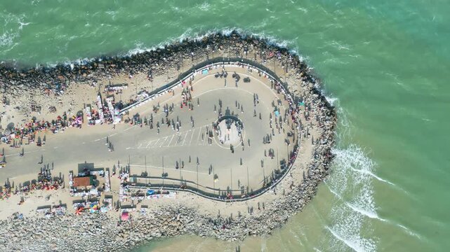 Aerial view of Ram Setu, dhanushkodi, Rameswaram Island, Tamil Nadu, India.