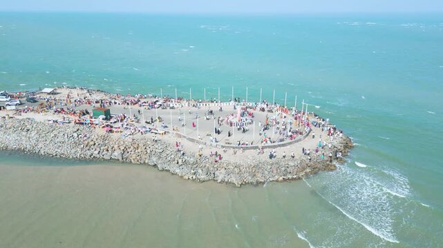 Aerial view of Ram Setu, dhanushkodi, Rameswaram Island, Tamil Nadu, India.