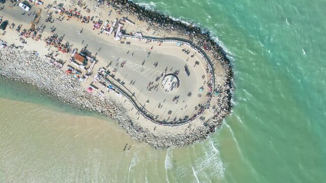 Aerial view of Ram Setu, dhanushkodi, Rameswaram Island, Tamil Nadu, India.