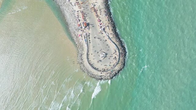 Aerial view of Ram Setu, dhanushkodi, Rameswaram Island, Tamil Nadu, India.